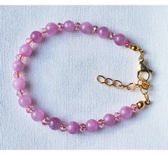Armband lila-roze 6mm jade kralen
