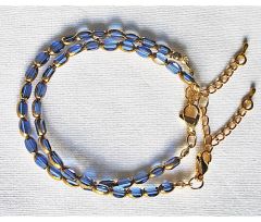 Armband transparant saffier blauwe kralen 5x3mm