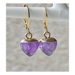 Amethist oorbellen met rvs goldplated oorringen