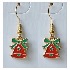 Kerst oorbellen kerstklokje met strik