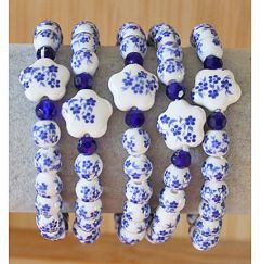 Armband delftsblauwe bloempjes