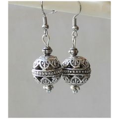 Oorbellen metalen kraal 14mm