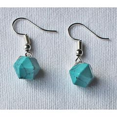 Oorbellen turkoois facetgeslepen 10x10mm