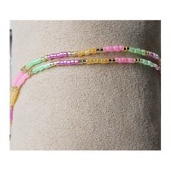 Dubbele 2mm Miyuki delica armband, zachte kleuren