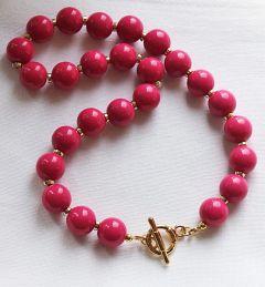 Ketting fuchsia rode 14mm kralen