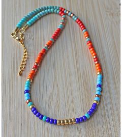 Necklace with brightly colored Miyuki 4mm seed beads