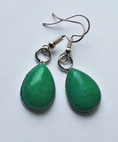 Set green Jade drop earrings 18x13mm