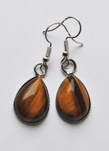 Set Tiger eye drop earrings 18x13mm