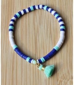 Armband in blauwe, witte en turkoois kleur 4mm katsuki kralen