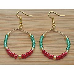 Hoop earrings in red, green and gold