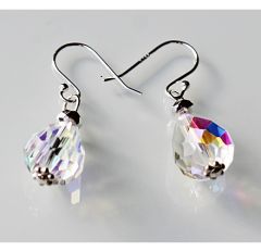 Crystal glass drop with sterling silver hooks