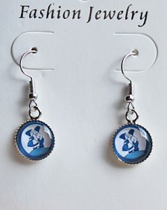 Oorbellen kussend paartje delftsblauw