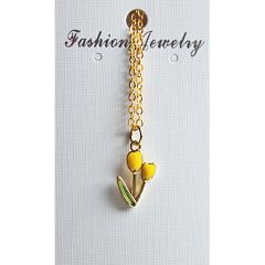 Gele tulphanger aan goudkleurige ketting