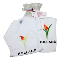 Holland Winkel Baby romper cadeauset Tulp Holland met slabbetje