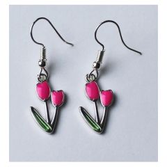 Earrings dark pink tulips