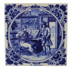 Delft blue tile - Physician, 15 cm