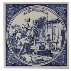 Delft blue tile - Carpenter, 15 cm