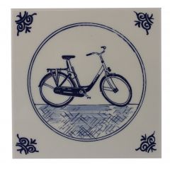 Delft blue tile - Bicycle, 15 cm