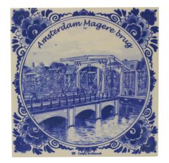 Delfts blauwe tegel - Magere Brug, Amsterdam,  15 cm 