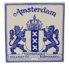 Delfts blauwe tegel - Wapen, Amsterdam,  15 cm 