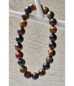 Bracelet 8mm Tiger eye beads in several colors with leopard bead