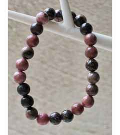 Bracelet 8mm Rhodonite pink-black beads