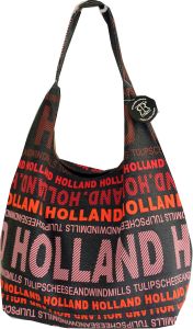 Schoudertas Julia L Holland in zwart/rood van Robin Ruth