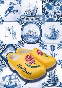 Postkaart tegels met klompen