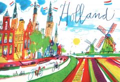 Postkaart gekleurde illustratie Holland