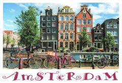 Postkaart Amsterdamse gracht met fietsen