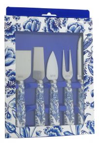 5 delige kaasmessenset "Delfts Blauw"