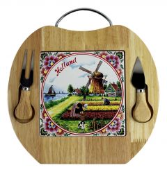 Kaasplank met messen "Holland", 27 cm