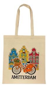 Katoenen Tas "Happy Houses Amsterdam"