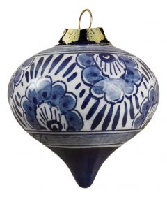 Kerstbal tol bloemen met certificaat, 5 cm