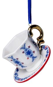 Christmas Ornament Teacup with Saucer – Ceramic – 9 cm