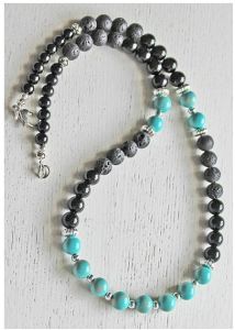 Ketting Agaat en Lava met Jaspis