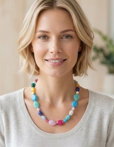 Ketting kleurenmix grote kralen