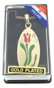 Ketting Goud "Tulp Amsterdam met Kristallen"