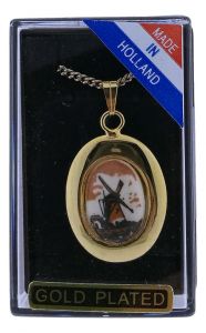 Ketting Goud "Ovale hanger met Molen"
