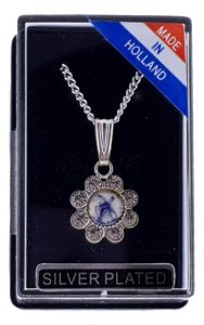 Ketting Zilver "Bloem Molen met Kristallen"