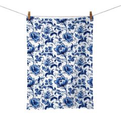 Keukendoek Delft blauwe bloemen