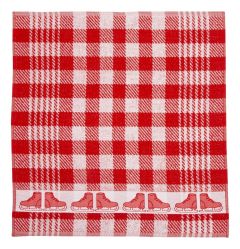 Keukenhanddoek Schaatsen met Rode/Witte Vlakken