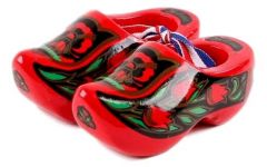 Set houten klompjes 8cm, Rood/Goud