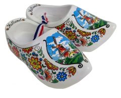 Set witte boerenklompen met kleur, 14cm