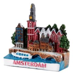 Koelkastmagneet "Oude kerkplein Amsterdam"