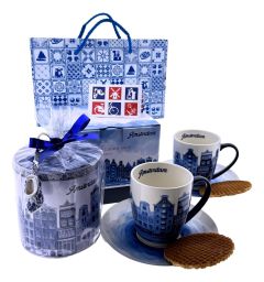 Amsterdam Koffiekop Cadeauset met stroopwafels