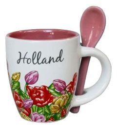 Espresso Mokje Gekleurde Tulpen met lepel