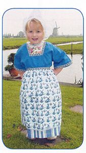 Volendammer kostuum meisjes, blauw 0-2 jaar