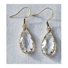 Facetgeslepen kristal druppel oorbellen, goudkleurige setting