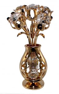 5 Tulpen in vaas, helder kristal, met Swarovski kristallen